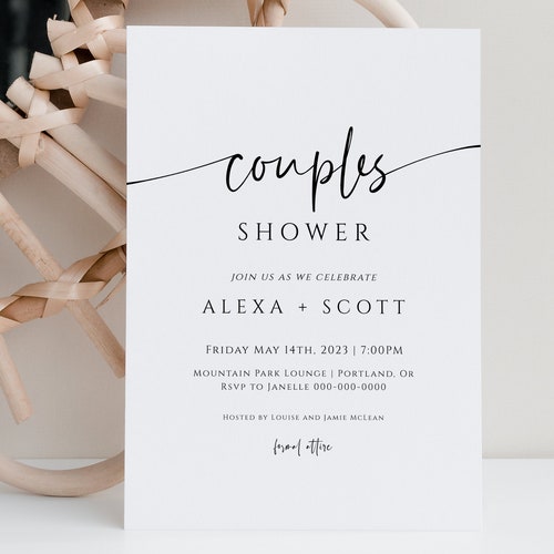 Couples Shower Invitation Template Printable Modern Wedding Etsy