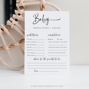 Printable Baby Predictions and Advice Cards Template, Digital Download ...