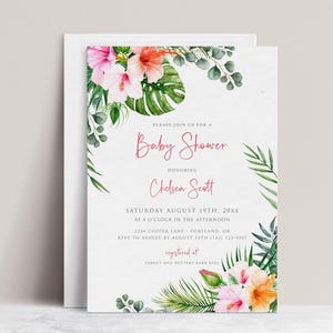 Tropical Baby Shower Invitation Editable Template, TRY BEFORE You BUY, Hawaiian Baby Shower Invite