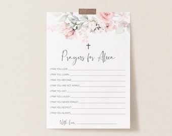 INSTANT DOWNLOAD Baby Shower Games: Prayers For Baby Card, Well Wishes for Baby, Floral Baby Shower