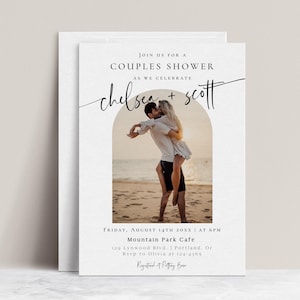 Paare Dusche Einladung Vorlage | Moderne Fotodruck einladen | Minimalistische bearbeitbare Verlobungsduschenkarte | Digitaler Download