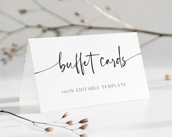 Minimalist Buffet Card Template | Food Label | Modern Wedding Buffet Printable | Instant Download | 100% Editable Text | Corjl