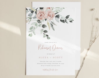 Rehearsal Dinner Invitation Template, Floral Rehearsal Dinner Invites, Editable Wedding Invites, INSTANT DOWNLOAD