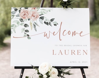 Bridal Shower Welcome Sign Template, Welcome Wedding Sign, Floral Wedding Decor, Printable, Editable Text, INSTANT DOWNLOAD