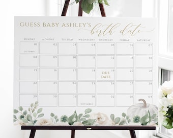 Pumpkin Baby Due Date Calendar | Fall Guess Baby's Birthday | Guess the Due Date Calendar | Baby Prediction Date | Due Date Game | Neutral