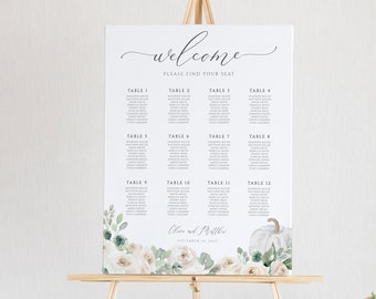 Seating Chart Template, Editable & Printable Instant Download, Seating Plan, Wedding Sign, Fall Wedding, Digital Download