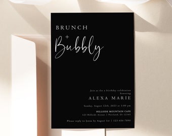 Brunch And Bubbly Bridal Shower Invitation, Bridal Brunch Invite, Digital Download, Editable Invitation