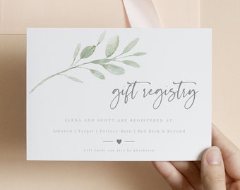 Wedding Registry Card Template, Gift Registry Card, Minimalist Wedding, Fully Editable, INSTANT Download