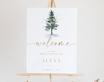 Winter Bridal Shower Welcome Sign Printable, Christmas Wedding Welcome Sign, Digital Download