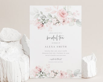 Floral Bridal Tea Invitation Template, Bridal Shower Invites, Editable Instant Download