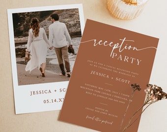 Boho Wedding Reception Party Invite | Minimalist Wedding Reception Invite | Modern Elopement Reception Party Invite | Editable Template