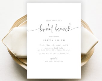 Bridal Brunch Invitation, Brunch and Bubbly Bridal Shower Invite, Minimalist Bridal Shower Evite, Printable Instant Download DIY