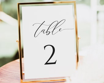 Table Number Template, Modern Table Number Printable, Minimalist Table Cards, Instant Download, Corjl