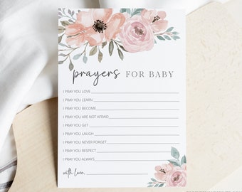 Prayers For Baby Card, Well Wishes for Baby, Classic Baby Shower, Minimalist and Modern, 100% Editable Template, INSTANT DOWNLOAD