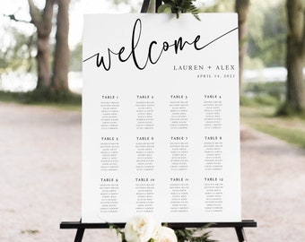 Classic Seating Chart Template, Modern Wedding Seating Plan, Printable, Corjl, INSTANT Download