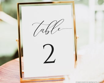 Table Number Template, Classic Table Number Printable, Modern Table Cards, Minimalist, Editable Instant Download