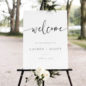 Wedding Welcome Sign Template, Wedding Signage, Wedding Decor, Editable and Printable, Minimalist, Digital Download
