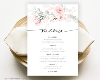 Wedding Dinner Menu Cards Template, Wedding Menu Template, Dinner Menu, Luncheon Menu, Editable Instant Download
