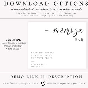 Panneau de bar Mimosa pour douche nuptiale, modèle de bar Mimosa pour brunch nuptial, douche nuptiale minimaliste, station de bar pétillant, toute occasion image 7