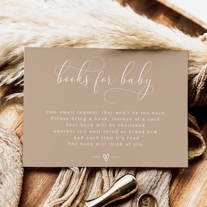 Boeken voor babykaart | Boho-babyshower | Genderneutraal babyshower | Bijsluiter voor boekverzoek | Babyshower jongens | Bewerkbare sjabloon