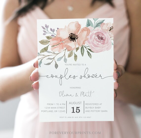 Couples Bridal Shower Invitation, Printable Coed Bridal Shower Invite, 100% Editable Template, Instant Download, Il_570xn