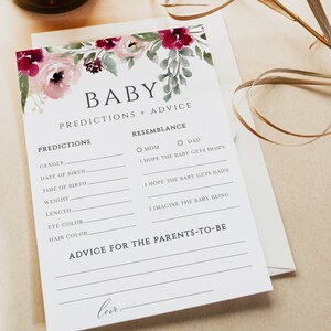 Cartes-conseils pour bébé | Prédictions et conseils pour bébé | Baby shower d'automne | Carte Conseils et souhaits pour les parents
