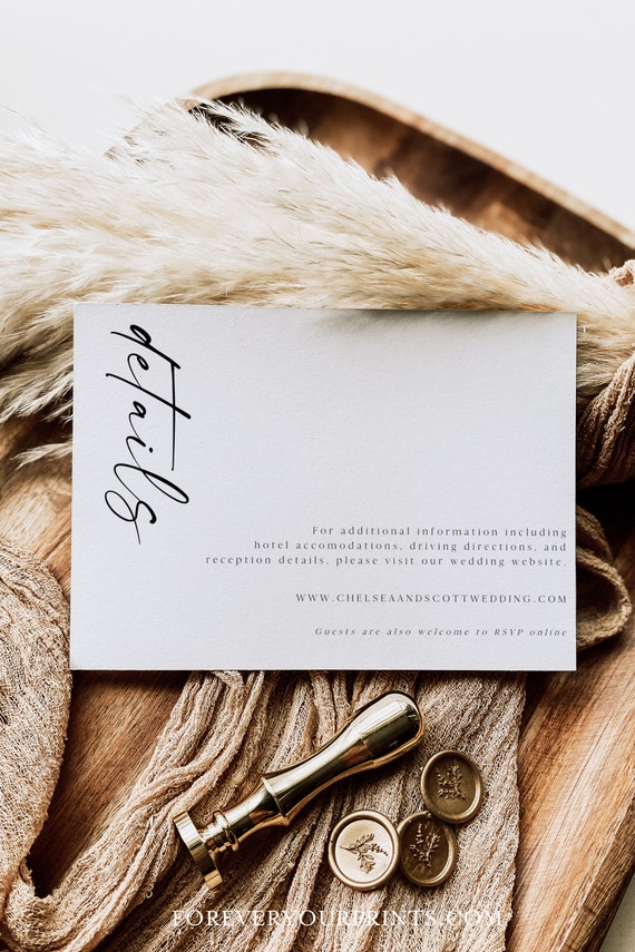 Details Card Template, Editable Registry Card, Minimalist Wedding Invitation Insert, Baby Shower Insert, Editable Details, Instant Download Il_570xn