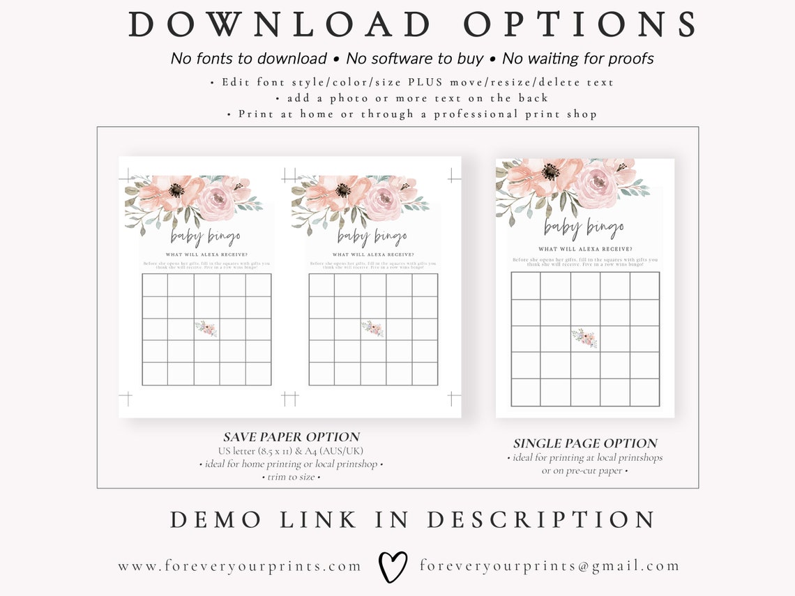 Printable Baby Shower Bingo Baby Shower Games Baby Bingo - Etsy