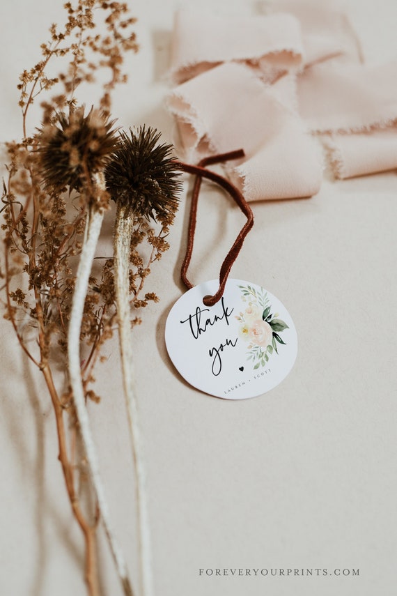 Thank You Tags, Bridal Shower Favor Tags, Classic Gift Tags, Minimalist, Digital Download, Editable Text Il_570xn
