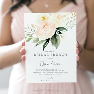 Bridal Brunch Invitation, TRY BEFORE You BUY, Printable Bridal Shower Invite, 100% Editable Invite