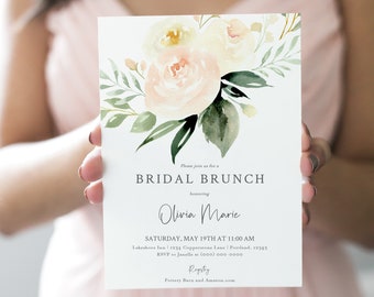 Bridal Brunch Invitation, TRY BEFORE You BUY, Printable Bridal Shower Invite, 100% Editable Invite