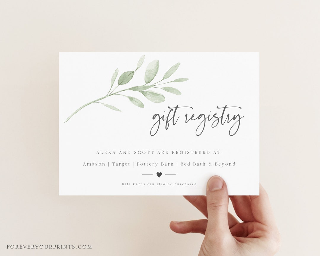 Baby Registry Card Template, Gift Registry Card, Bridal Shower Registry