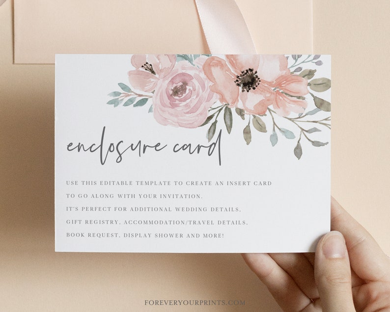 Floral Bridal Shower Invitation Set Template Editable Rsvp and Enclosure Cards Printable Wedding Invite Suite TRY BEFORE You BUY