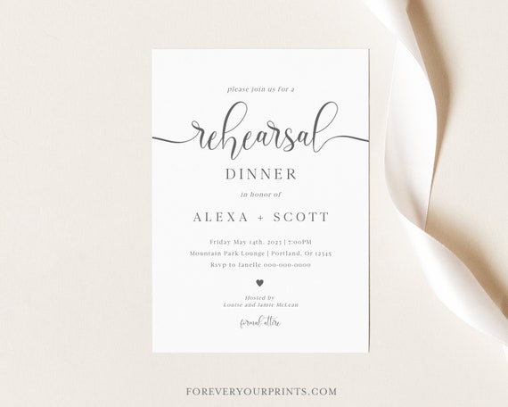 Wedding Rehearsal Dinner Invitation Template, 100% Editable Invite, Minimalist Modern Simple, TRY BEFORE You BUY, Instant Download Il_570xn
