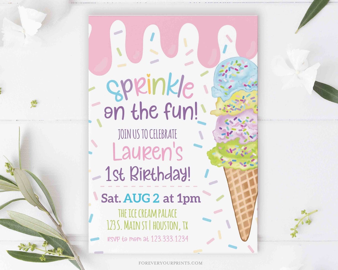 Ice Cream Invitation, Birthday Invitation, Instant Download - Etsy ice-cream-invitation-birthday-invitation-instant-download-etsy