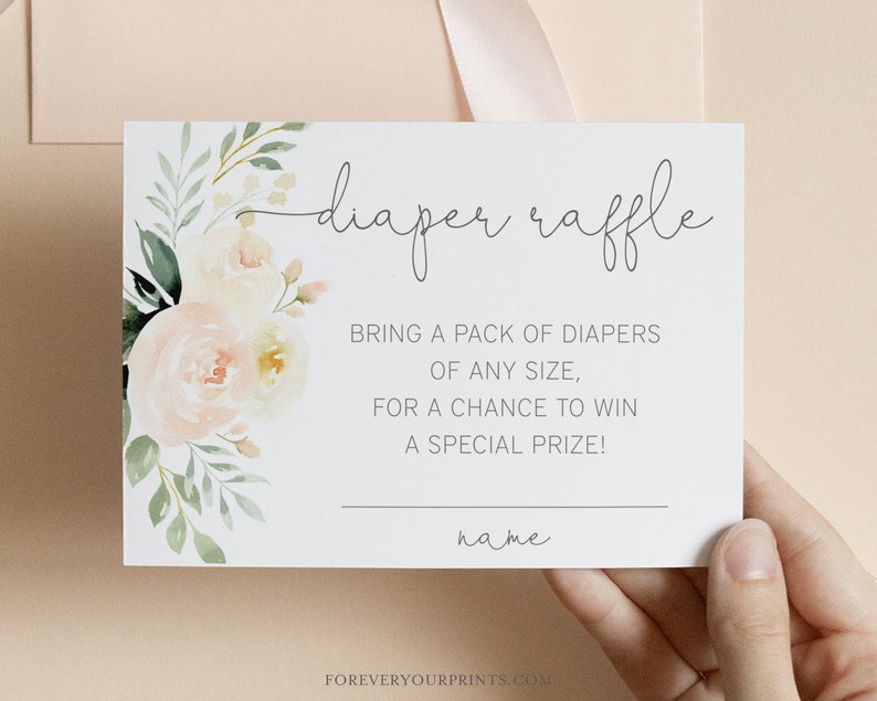 Greenery Diaper Raffle Cards Template Editable Instant Download 画像 9