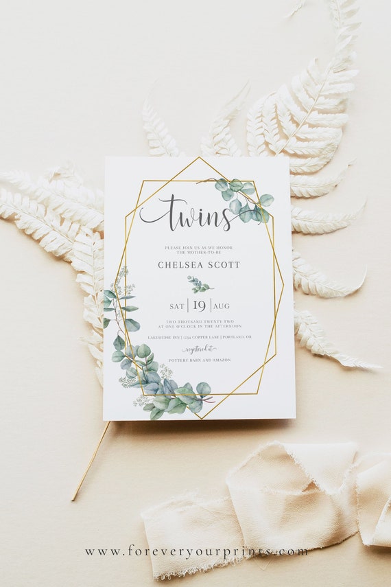 Twins Baby Shower Invitation Template, Printable Twin Baby Shower Invite, TRY BEFORE You BUY, Il_570xn