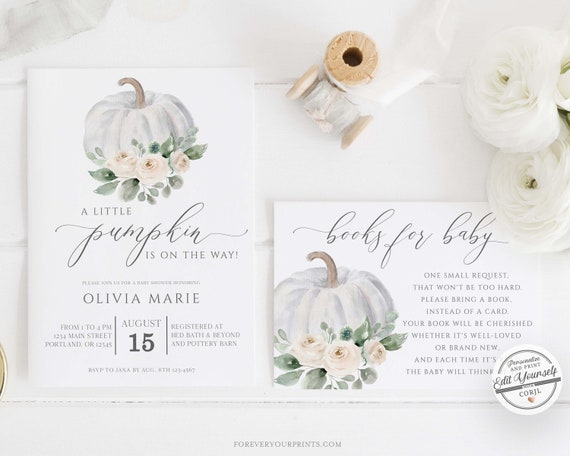 Fall Baby Shower Invitation Set, Baby Shower Invitation Neutral, TRY BEFORE You BUY, Books For Baby Card, Diaper Raffle Il_570xn