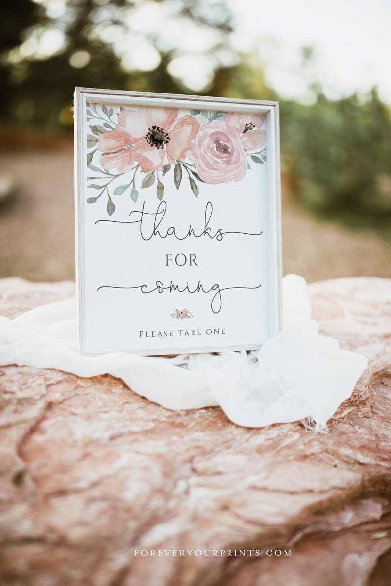 DIGITAL: Floral Baby Shower Thank You Sign, Baby Sprinkle Baby Shower Decor image 1