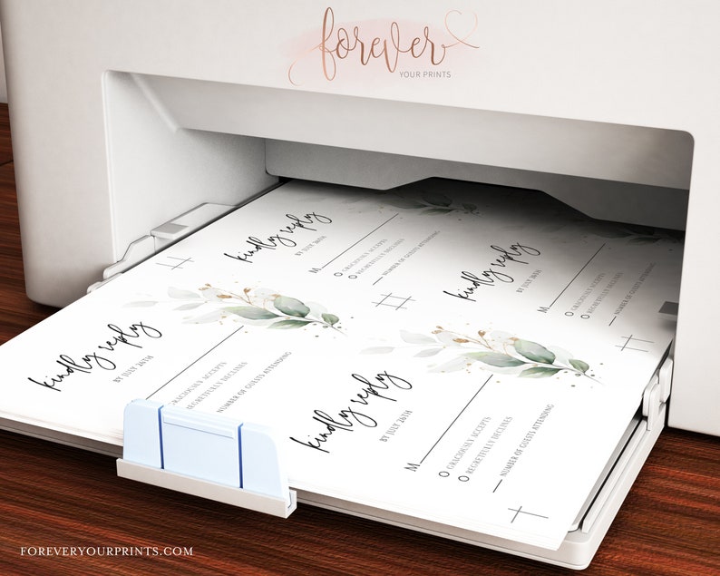 Wedding Rsvp Cards, Rsvp Card Template, Eucalyptus Greenery, 100% Editable Text, Diy, Digital Download image 8