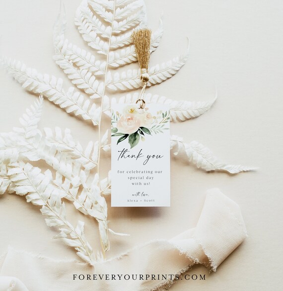 Modern Wedding Favor Tags, Floral Thank You Tags, Baby Shower Gift Tags, Personalized, Editable Template Il_570xn