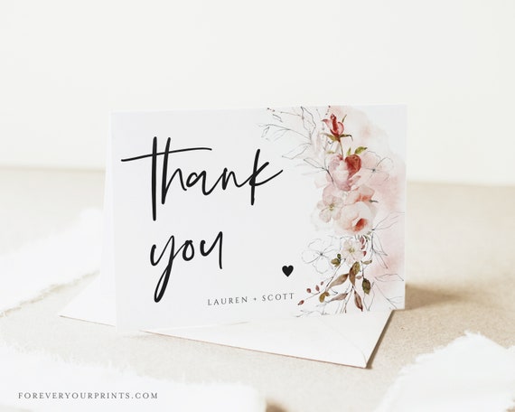 Thank You Cards Wedding, Wedding Thank You, Digital Download, Edit With Corjl Il_570xn