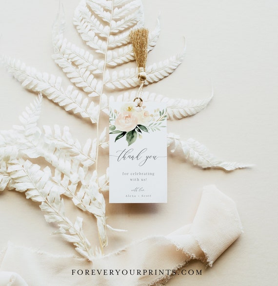 Minimalist Thank You Favor Tag, Classic Baby Shower Tags, Boho Bridal Shower, Modern Bridal Shower Favor Tags, Editable Template Il_570xn
