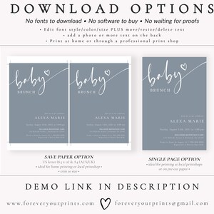 Baby Brunch Invitation Template, Printable Minimalist Baby Shower Invite, Editable Baby Boy Shower Evite, Digital Download image 5