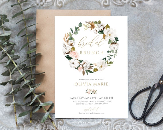 Bridal Brunch Invitation Template, Floral Bridal Shower Invite, 100% Editable Invitation Instant Download Il_570xn