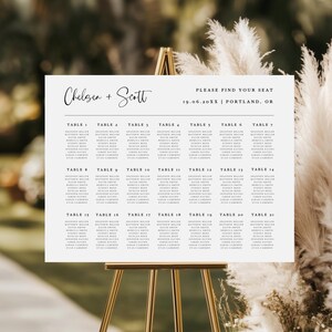 Classic Seating Chart Template, Modern Wedding Seating Plan, Printable Reception Table Seating Poster