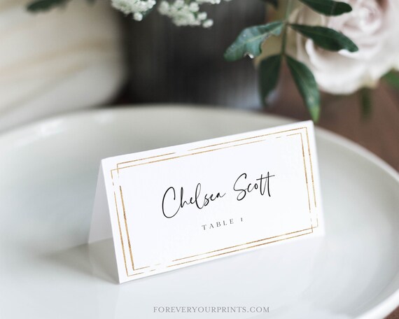 Minimalist Place Card Template Modern Place Card Wedding Place Cards 