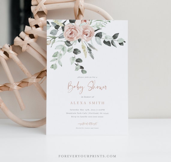 Floral Baby Shower Invitation Girl, Oh Baby Invite Instant Download, Editable Invitation, TRY BEFORE You BUY Il_570xn