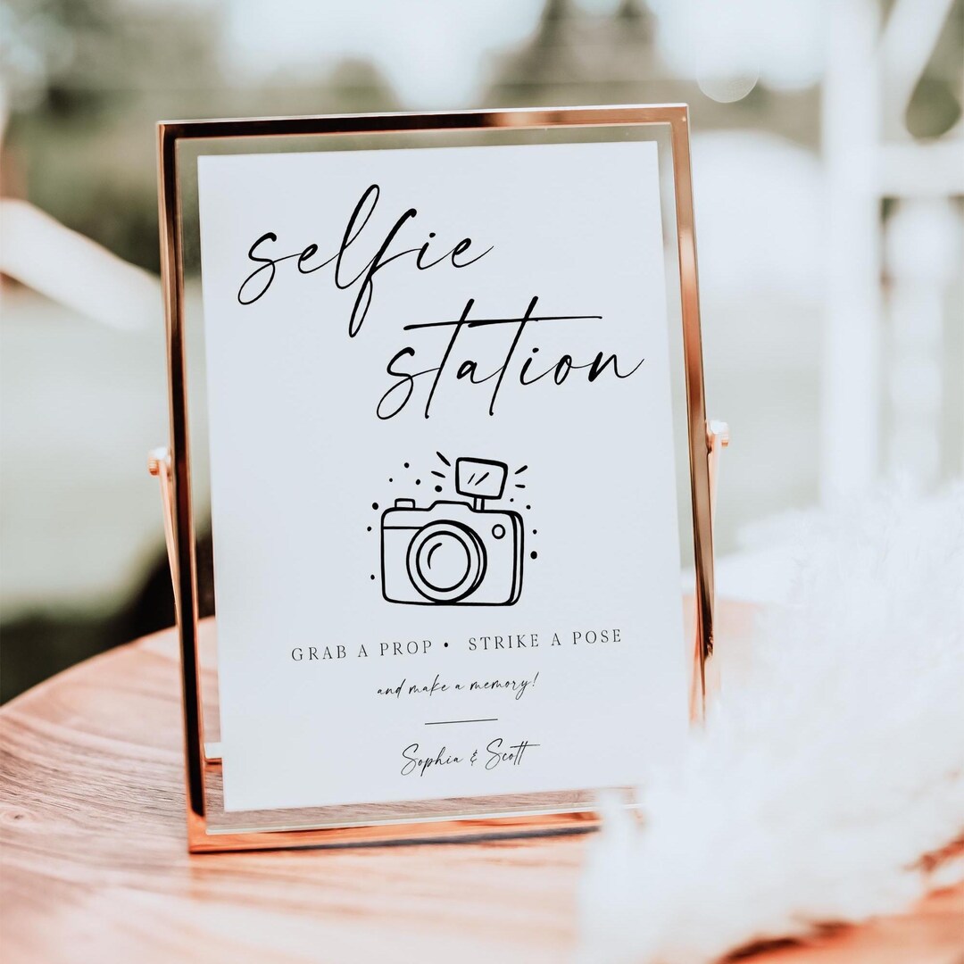 Photo Booth Sign Template, Wedding Photo Booth Sign, Selfie Station ...