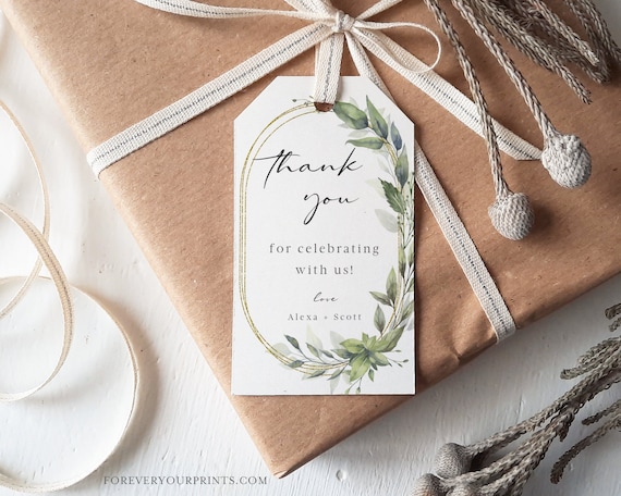 Modern Baby Shower Favor Tags, Floral Thank You Tags, Eucalyptus Greenery Gift Tags, Personalized, Editable Template Il_570xn